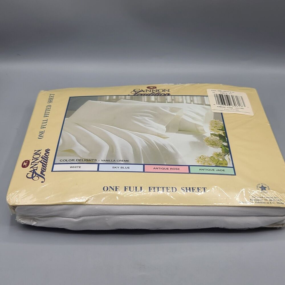Cannon Tradition Full Fitted Sheet White Vanilla Creme Vintage Sealed
